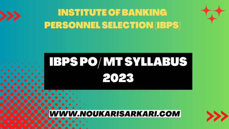 IBPS PO/ MT SYLLABUS 2023